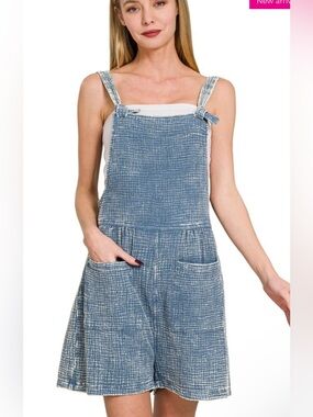 Zenana Dusty Tesl Blue Gauze Romper Women's
